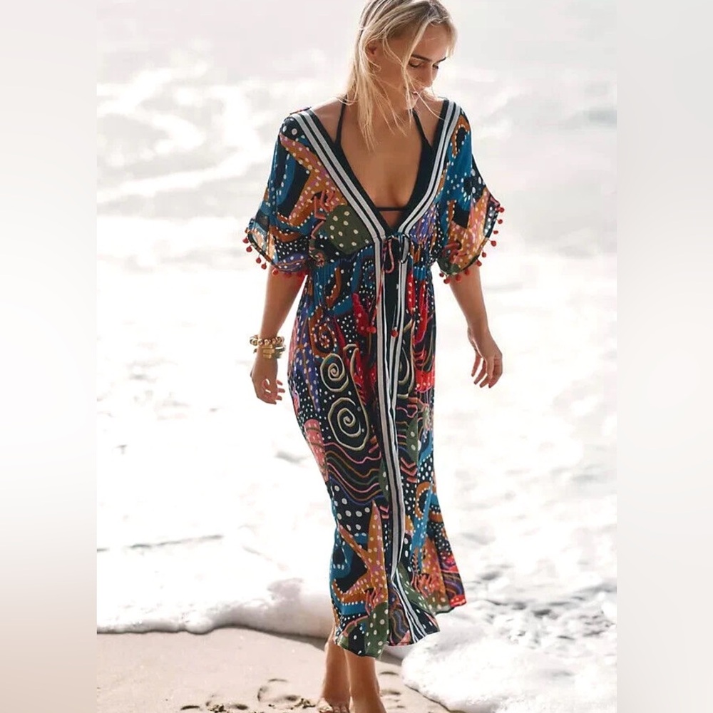 Farm Rio for Anthropologie under the sea cover up dress- Size medium